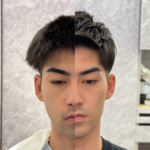 コテパーマ施術前後のサイドの膨らみの比較（左：施術前、右：施術後）
